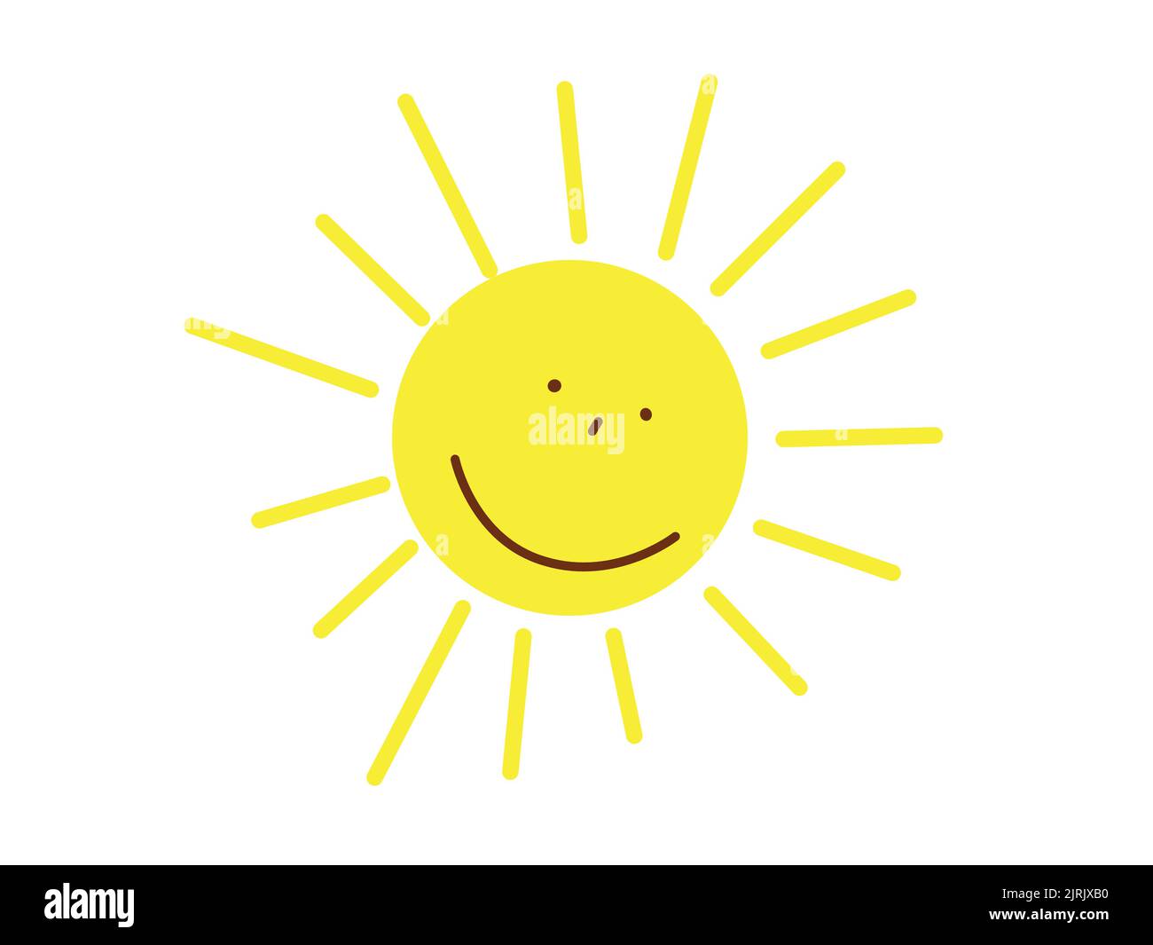 Cute Smiling sun. Yellow children's sun with rays. A cartoon character ...