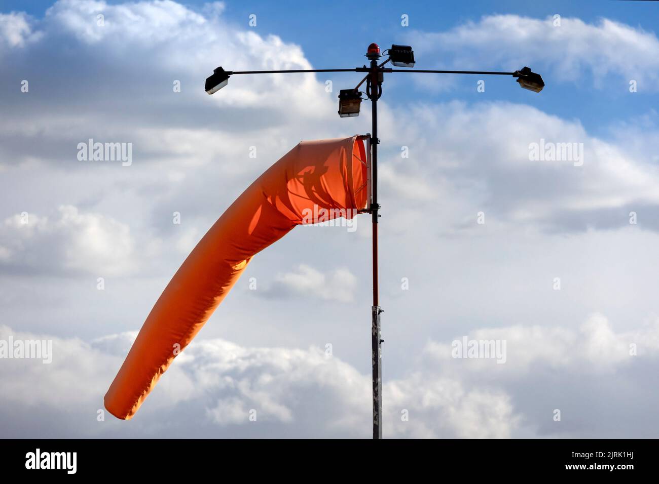 Orange windsock at an airport Stock Photo Alamy