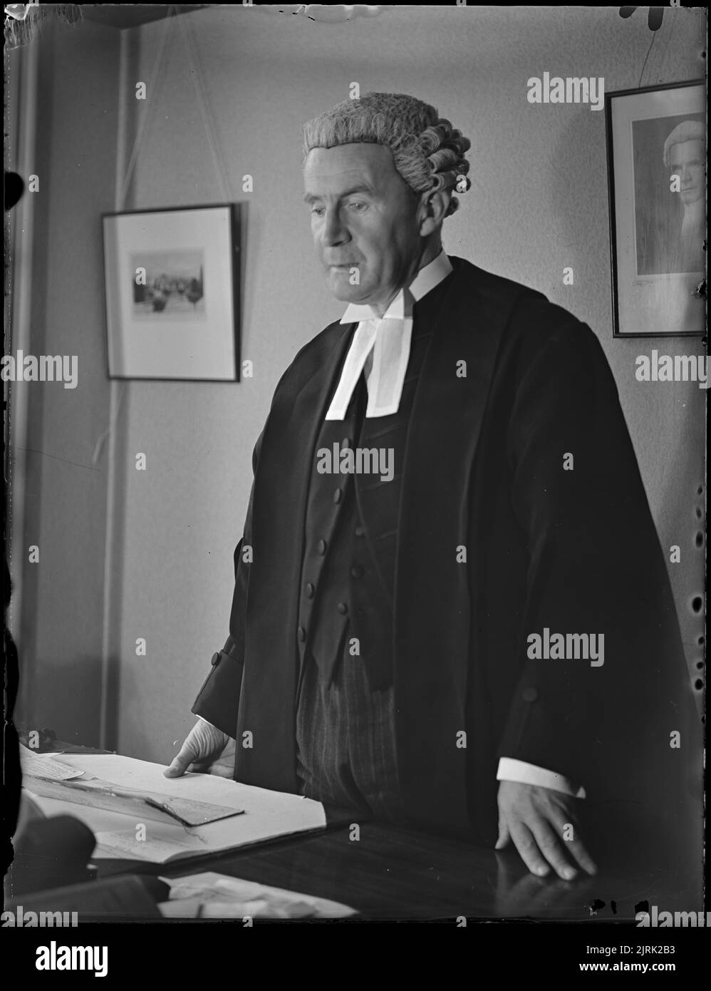Mr P Sim KC in his office, May 1946, Wellington, by J.W. Chapman-Taylor. Stock Photo