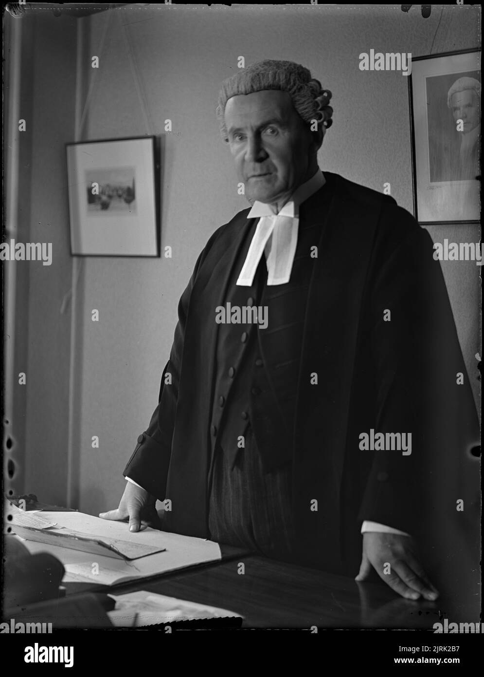 Mr P Sim KC in his office, May 1946, Wellington, by J.W. Chapman-Taylor. Stock Photo