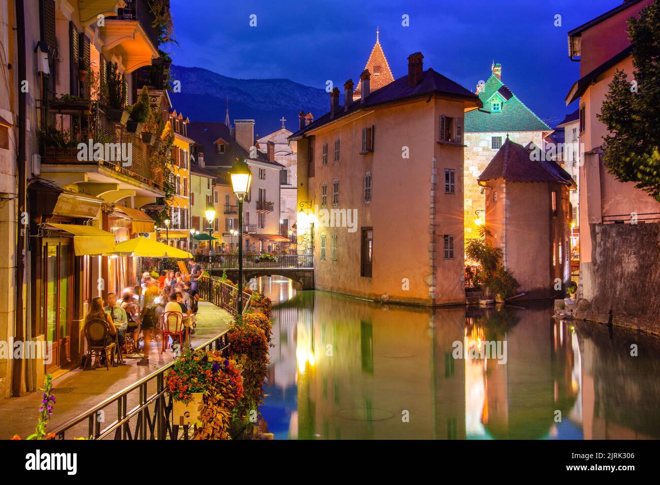 Old town of Annecy with river Thiou, medieval palace the Palais de l ...