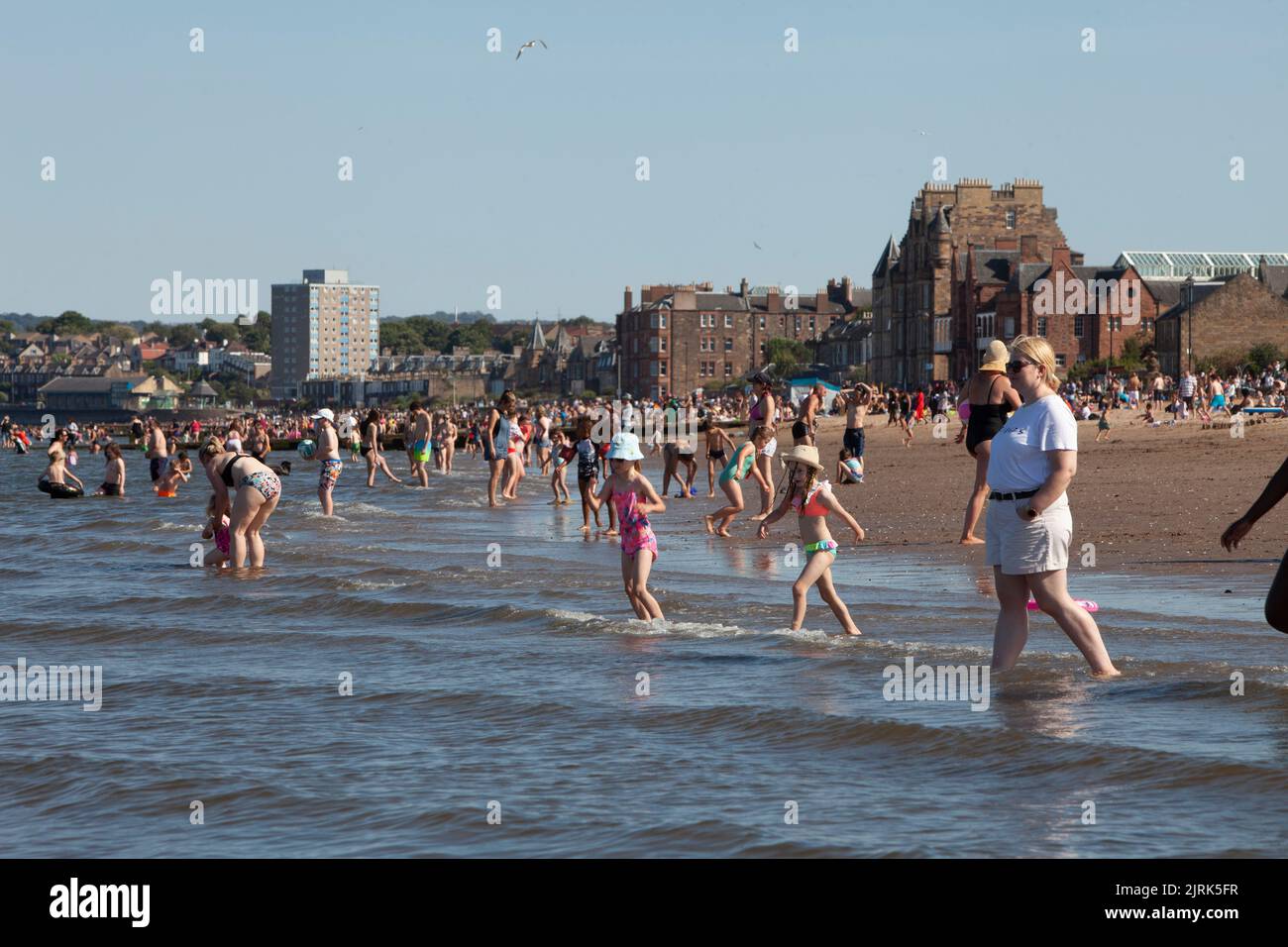 Portobello beach in Edinburgh on a hot sunny day. Stock Photo