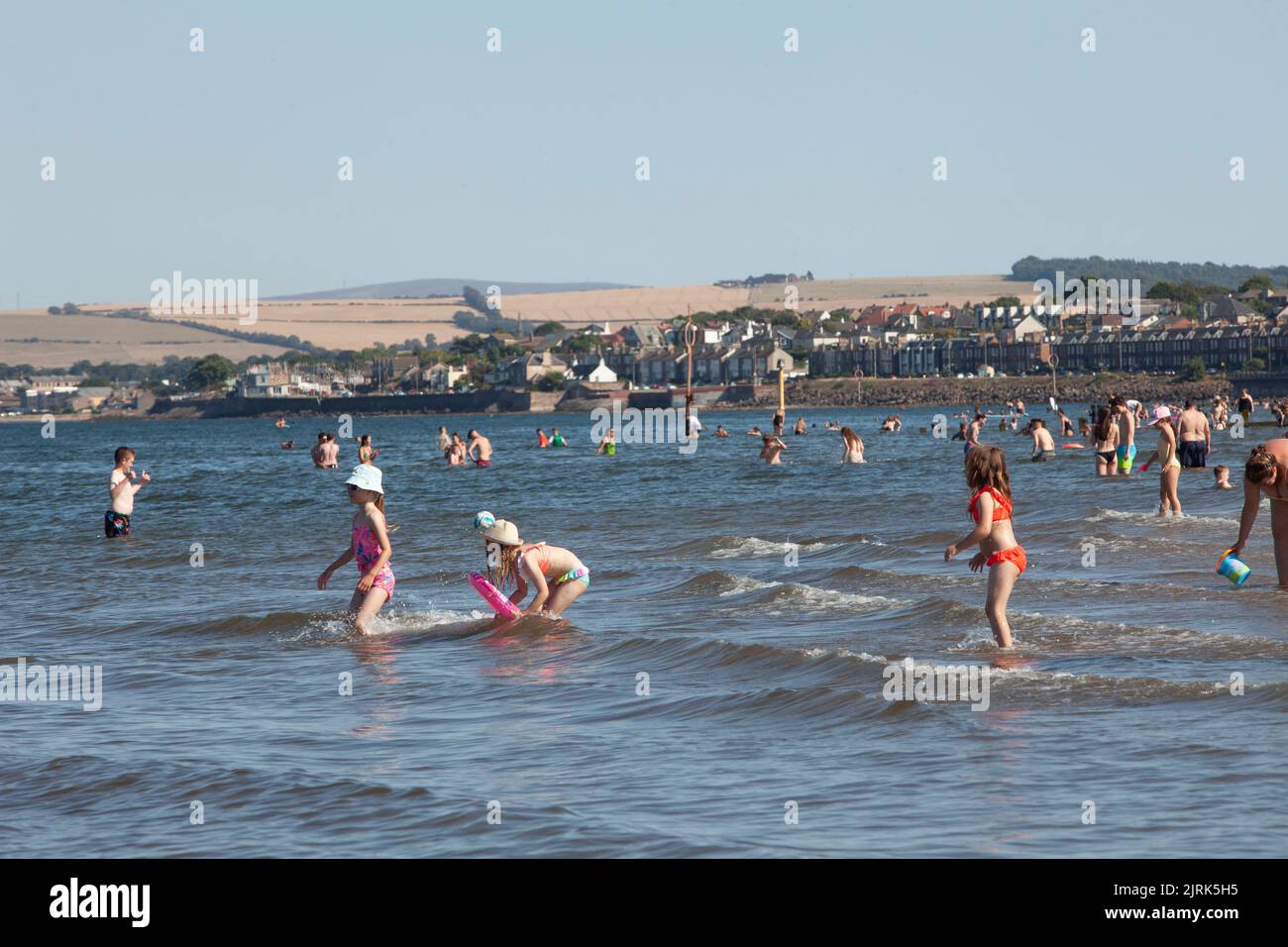 Portobello beach in Edinburgh on a hot sunny day. Stock Photo