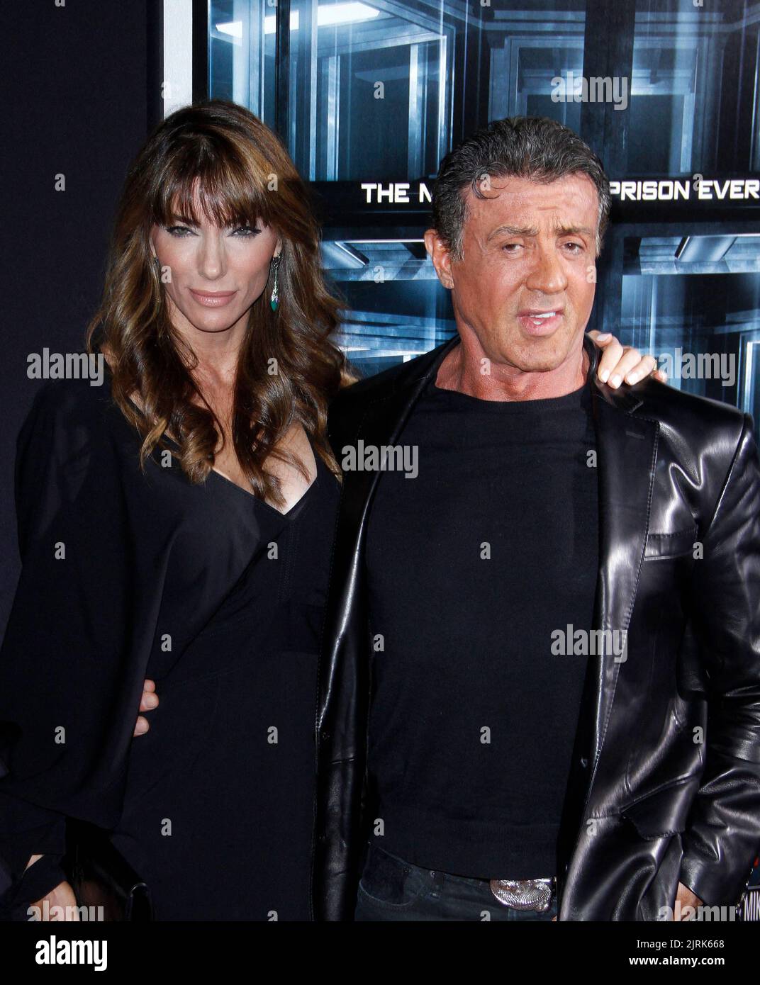 File photo dated October 15, 2013 of Jennifer Flavin and Sylvester Stallone attend the 'Escape Plan' screening at the Regal Theater on 42nd Street in New York City, NY, USA. Sylvester Stallone and Jennifer Flavin are divorcing after 25 years of marriage. Flavin filed a petition 'for dissolution of marriage and other relief' from the Rocky actor, 76, on Friday at a court in Palm Beach County, Florida. Stallone and Flavin, 54, married in 1997, though their relationship originally began in 1988 at a restaurant in Beverly Hills, California. Photo by Donna Ward/ABACAPRESS.COM Stock Photo
