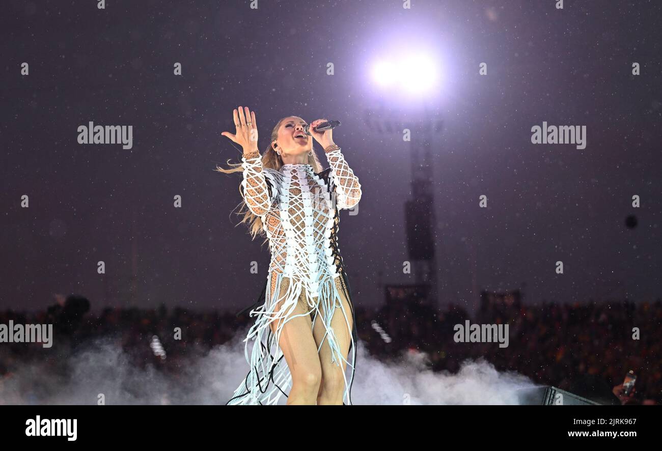  Munich, Germany. 20th Aug, 2022. Helene Fischer sings at her open-air 