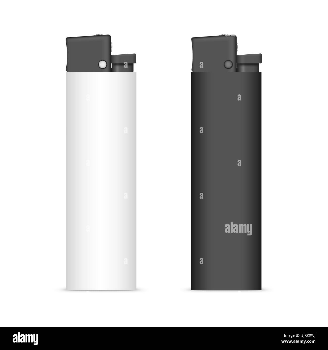 Photorealistic black and white lighters without fire. Front view, 3D