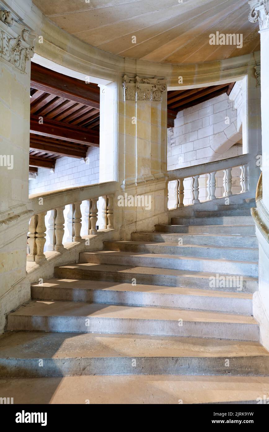 Chateau de Chambord. France. The double spiral staircase Stock Photo