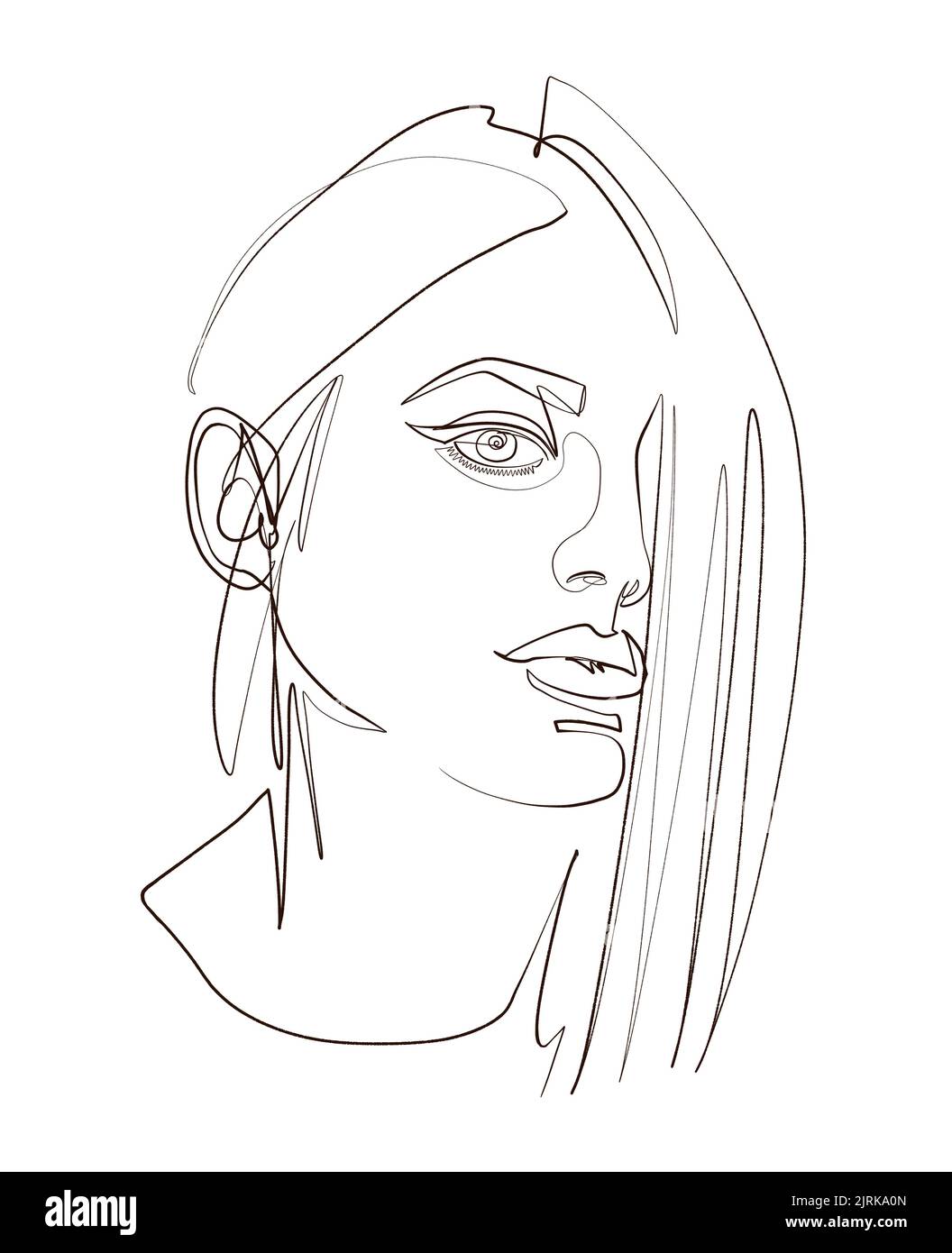 A woman s face close-up in one line Stock Photo - Alamy