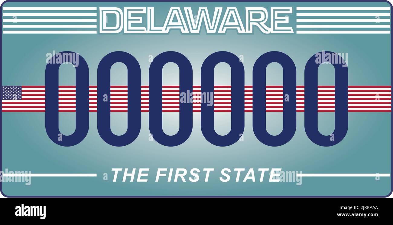 Vehicle license plates marking in Delaware in United States of America