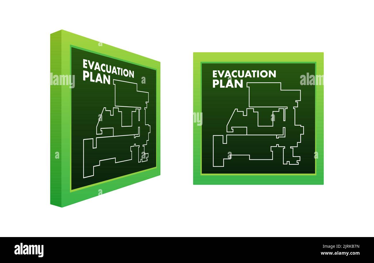 Evacuation plan of the building in case of fire. Fire safety. Vector stock illustration Stock