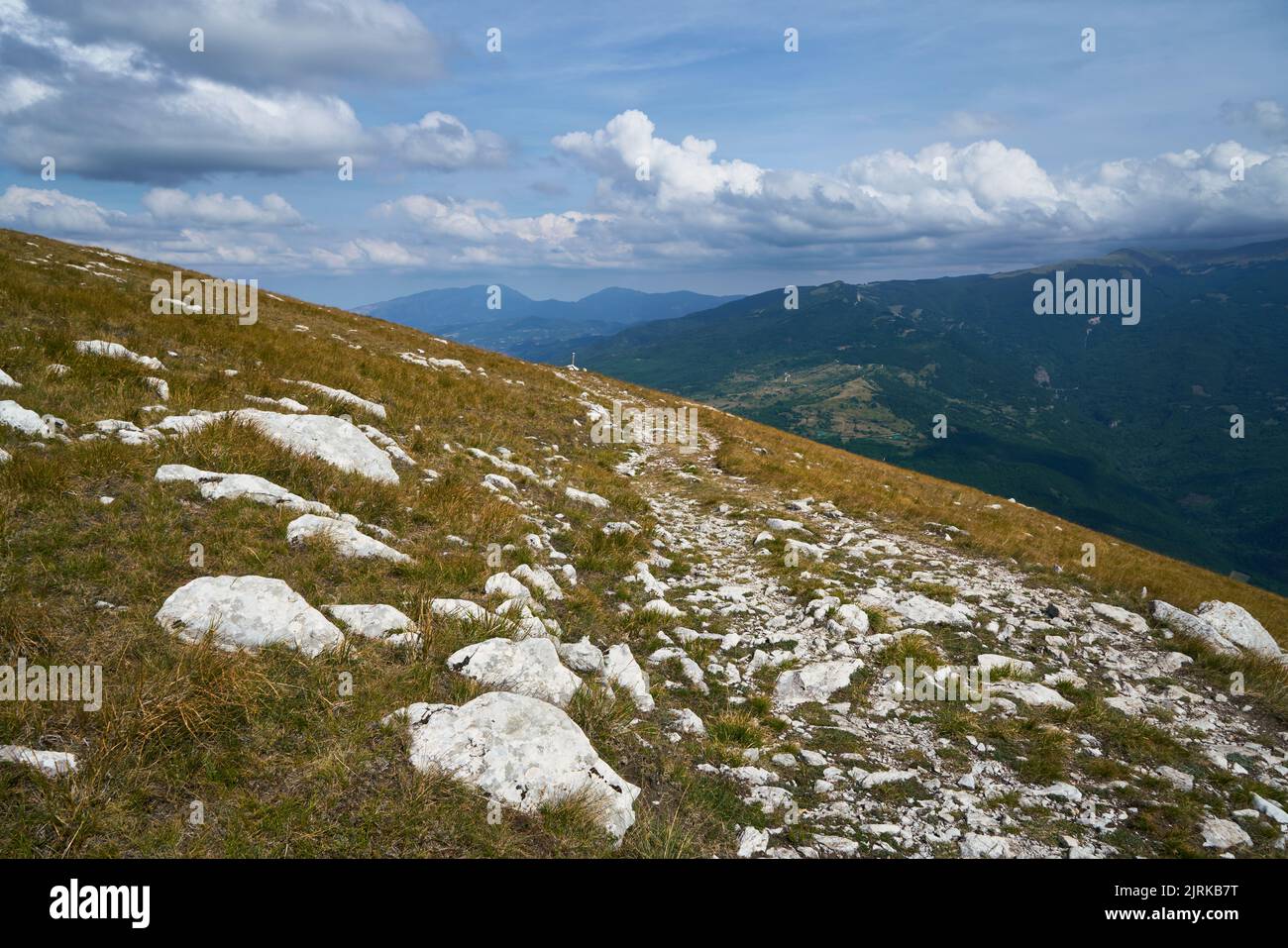 Walking path at Monti Sibillini national park, Italy Stock Photo