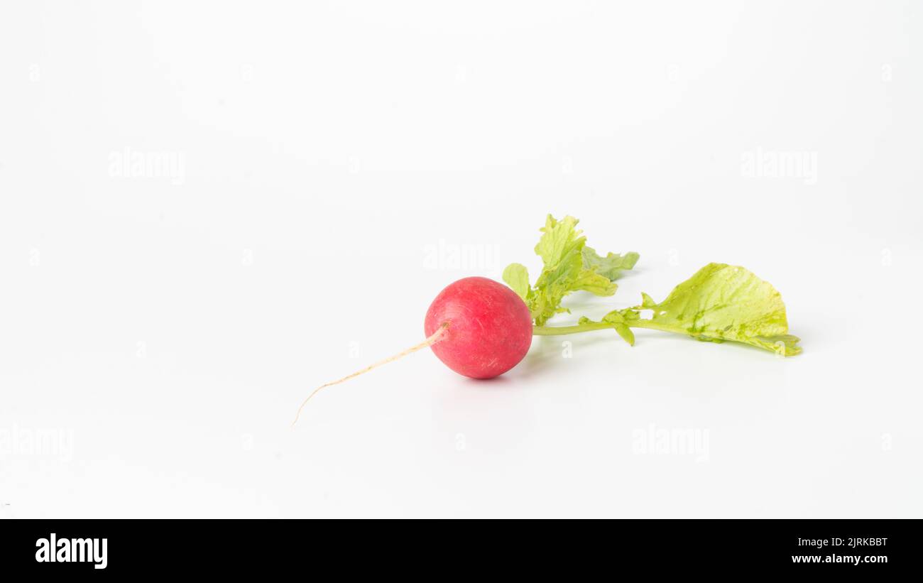Radishes with greenery on a white background close-up. High quality photo Stock Photo