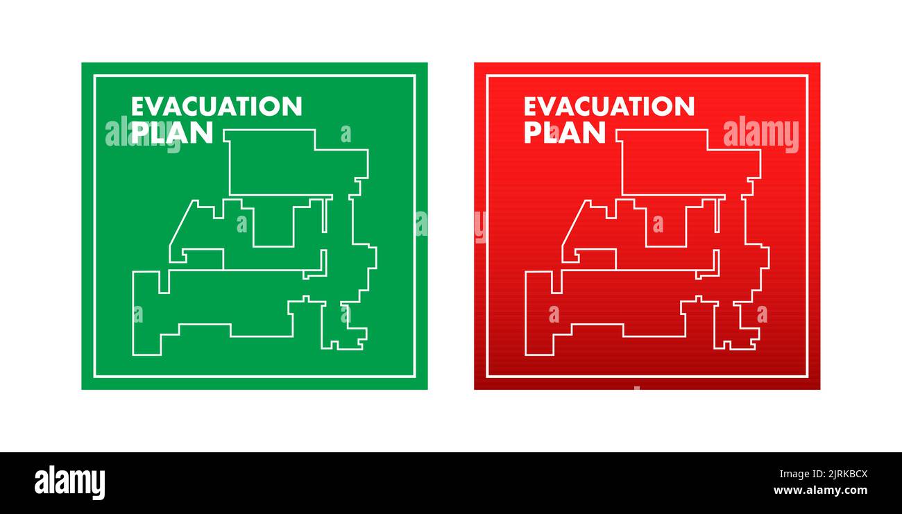 Evacuation plan of the building in case of fire. Fire safety. Vector