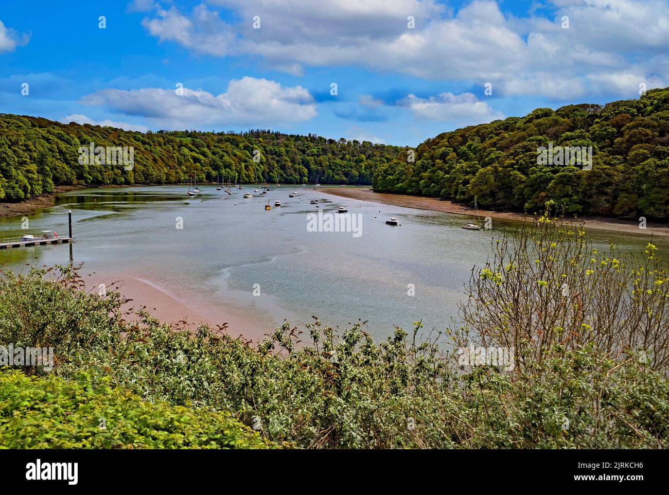 View of the river fal fom the village of malpas in truro cornwall england Stock Photo