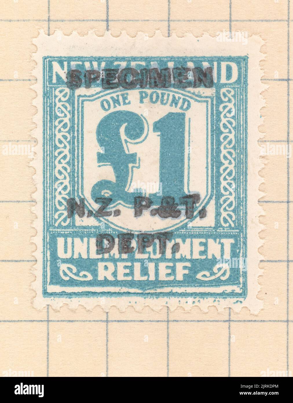 One pound Unemployment Relief stamp overprinted 'Specimen', 1934 1936