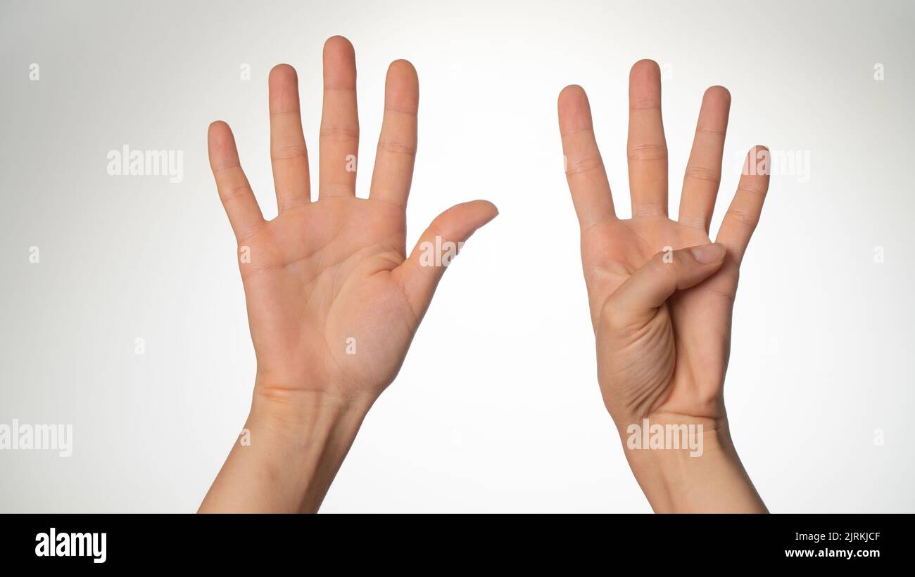 Counting by fingers hi-res stock photography and images - Alamy