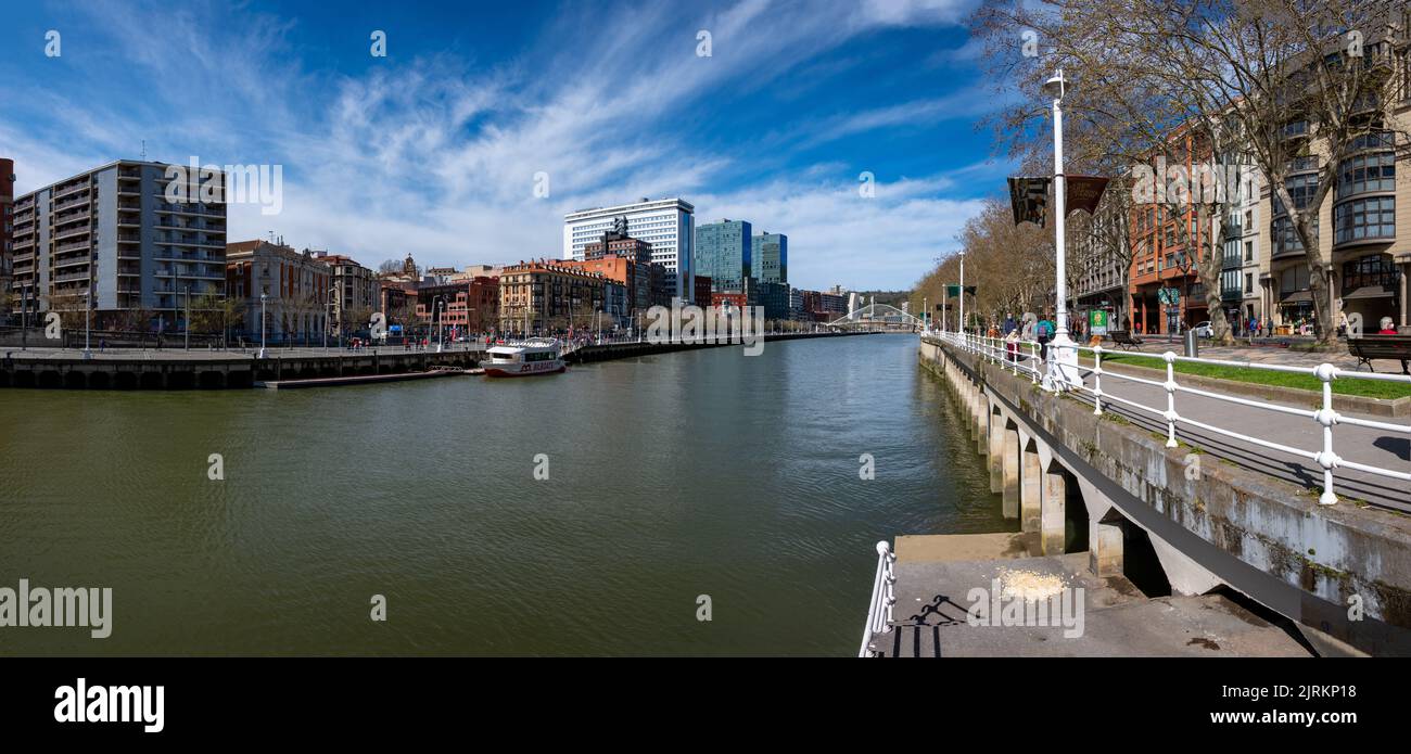 Estuary of Bilbao and urban buildings in Basque Country, Spain Stock ...