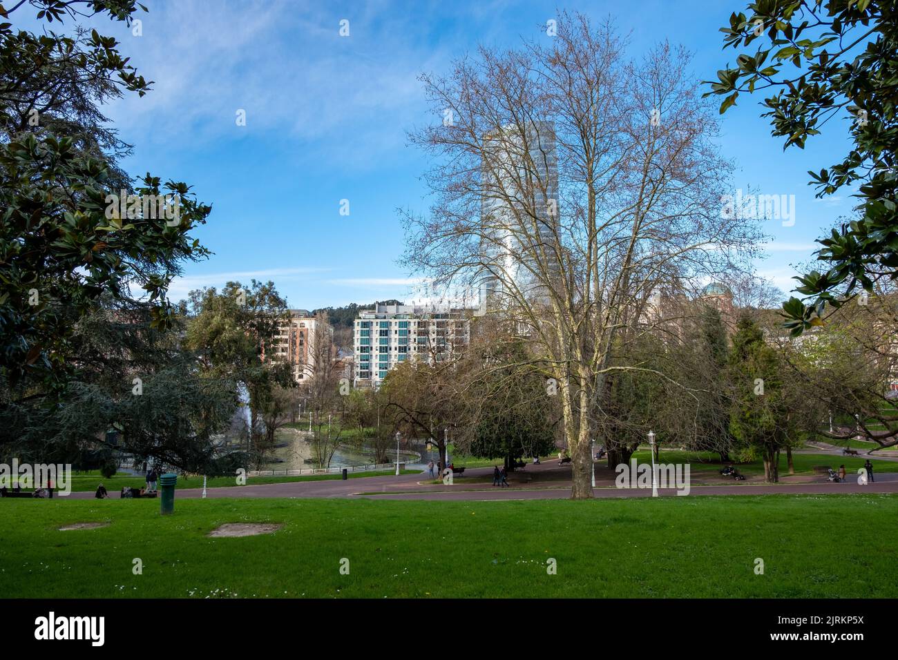 Gardens de Albia, a central park in the city of Bilbao. Stock Photo