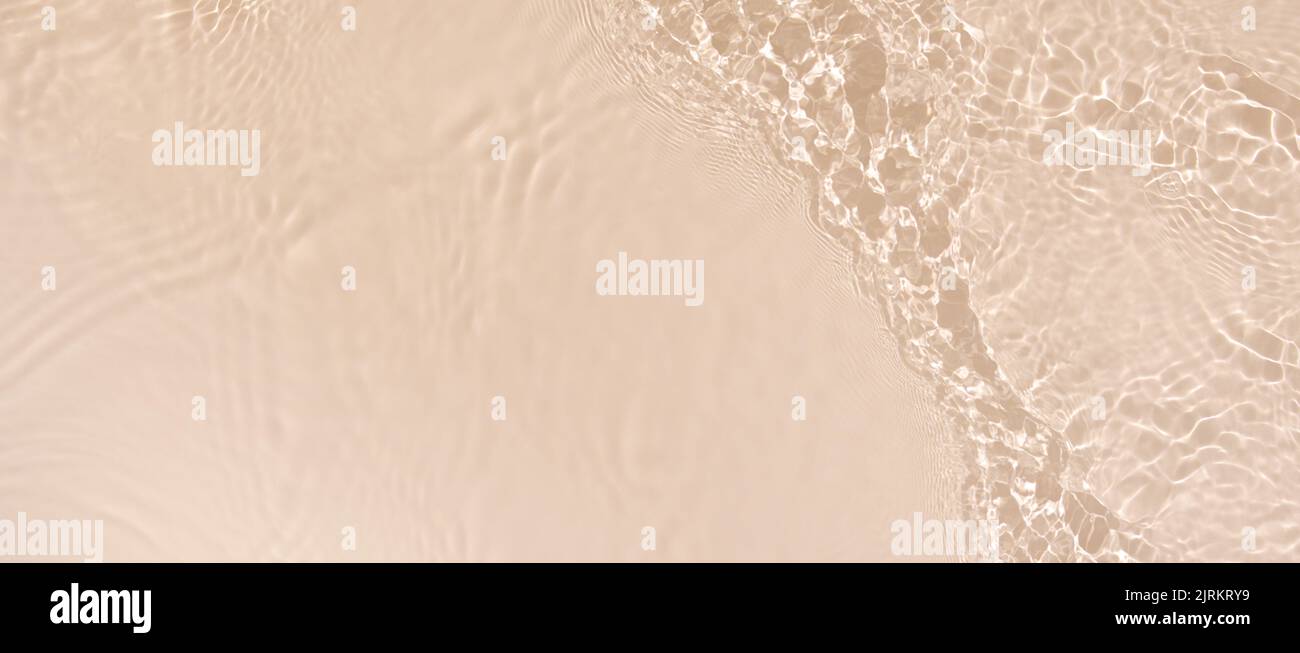 banner background transparent beige clear water wave surface texture  Stock Photo