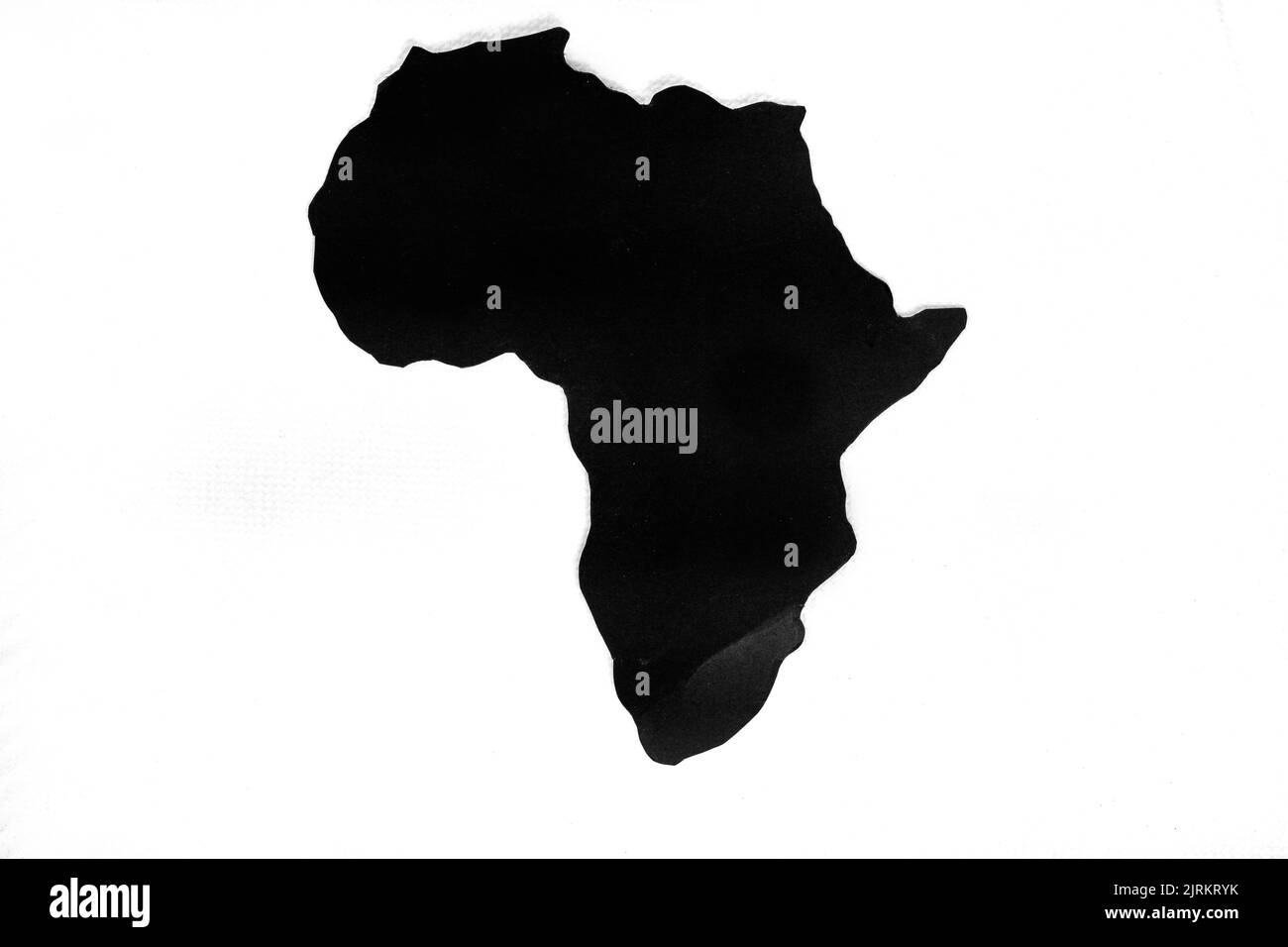 black cut out of Africa continent on white with copy space Stock Photo