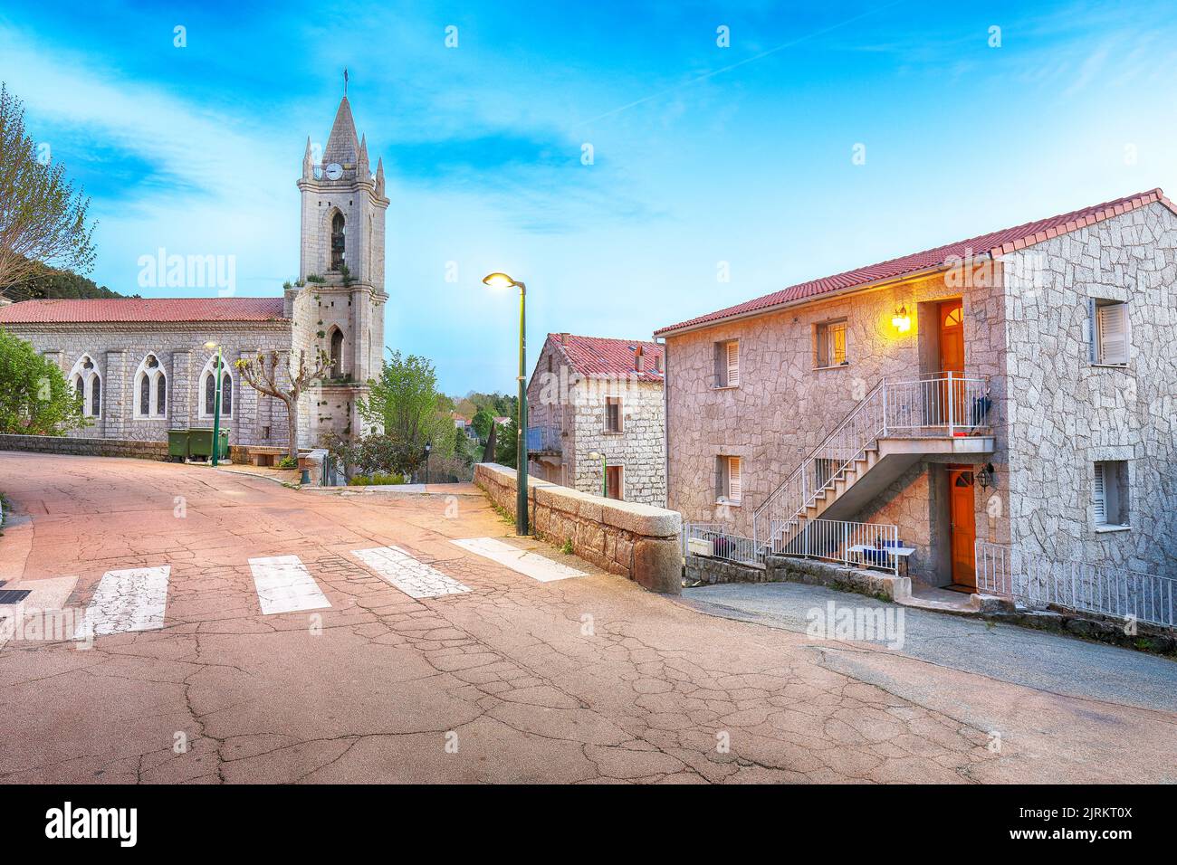 Majestic evening cityscape with Parish Church of the Assumption in