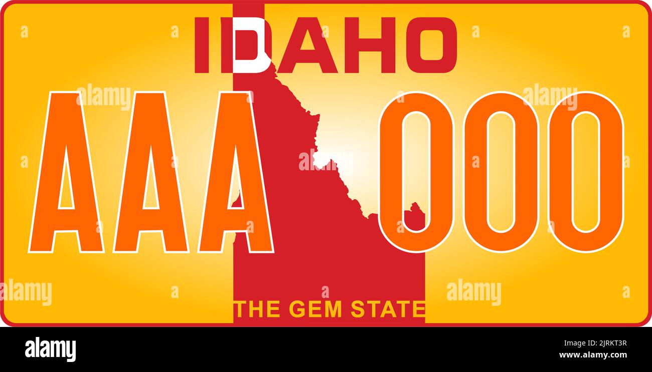 Vehicle license plates marking in Idaho in United States of America