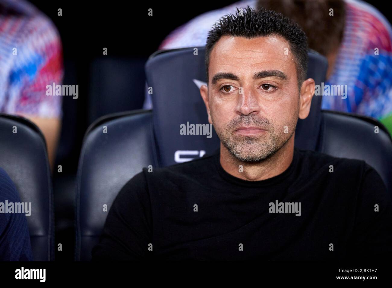 BARCELONA, SPAIN - AUGUST 24: Xavi Hernandez Head coach of FC Barcelona looks on prior the Charity for ELA match between FC Barcelona and Manchester City on August 24, 2022 at Spotify Camp Nou in Barcelona, Spain. Credit: Ricardo Larreina/AFLO/Alamy Live News Stock Photo