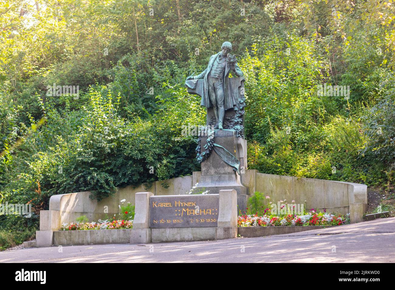 Bronze statue of the poet Karel Hynek Macha in the Petrin gardens, Prague, Czech republic Stock Photo