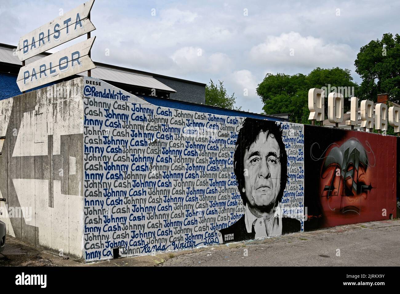 Johnny Cash WandgemŠlde in East-Nashville, Tennessee, Vereinigte Staaten von Amerika Stock Photo