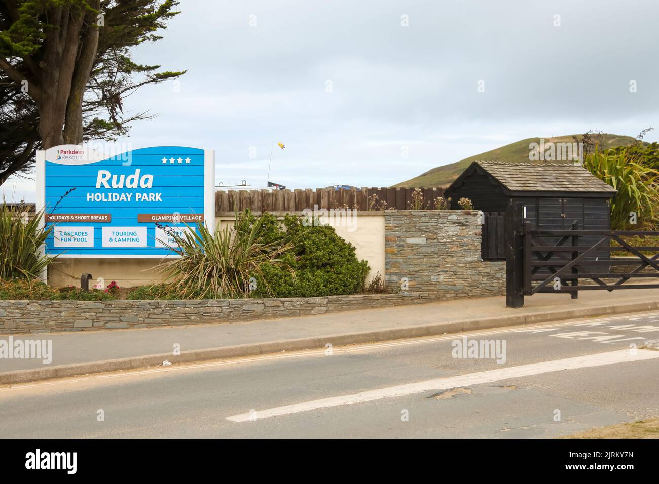 Parkdean Resorts, Ruda Holiday Park entrance, Croyde, Braunton, North Devon, England, UK, August