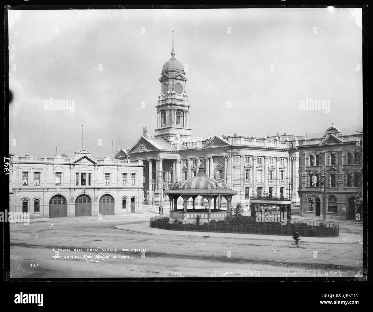 Town Hall from Wharf, Wellington, circa 1905, Dunedin, by Muir & Moodie Stock Photo Alamy