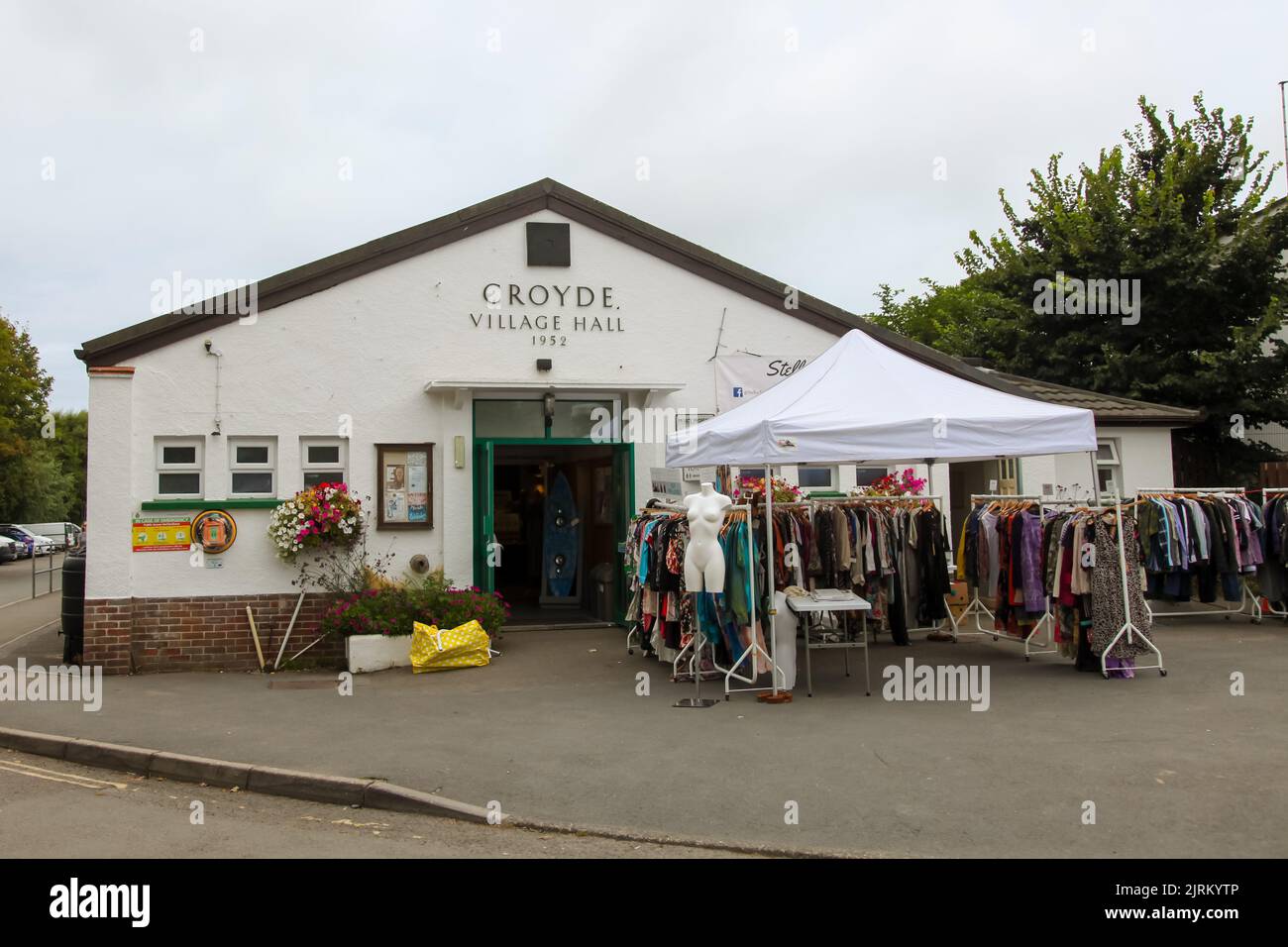 Croyde Village Hall on Market day, Braunton, North Devon, England, UK, August 2022 Stock Photo