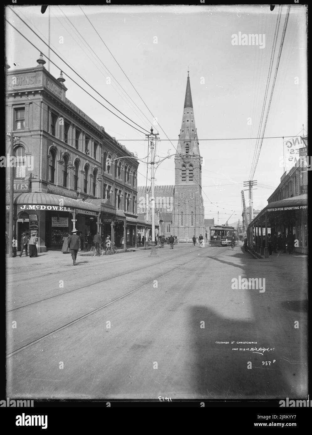 Colombo Street, Christchurch, circa 1905, New Zealand, by Muir & Moodie
