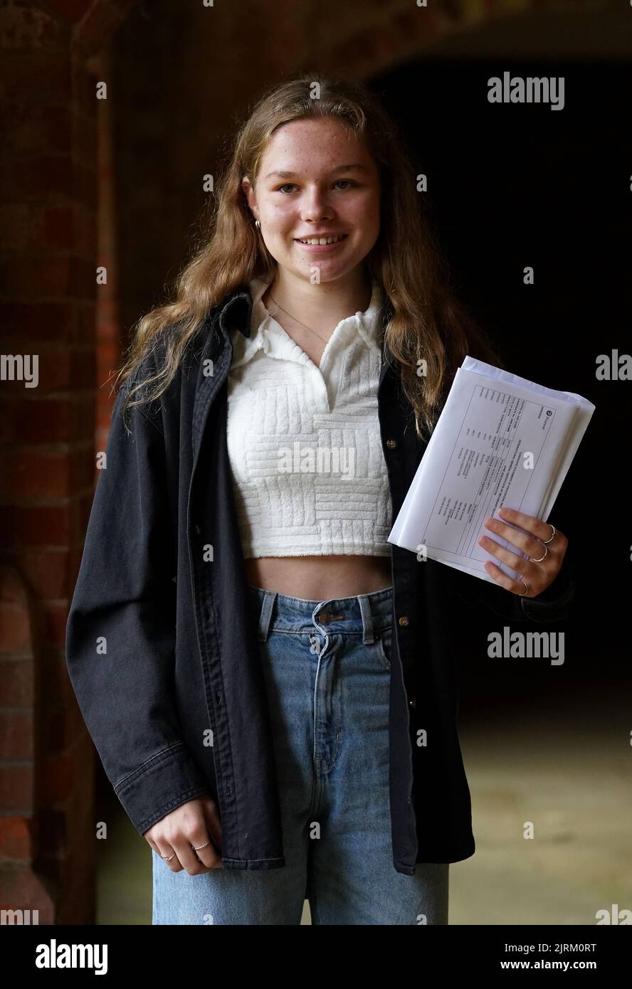 Rose Owens with her GCSE results at Roedean School, in Brighton, Sussex ...
