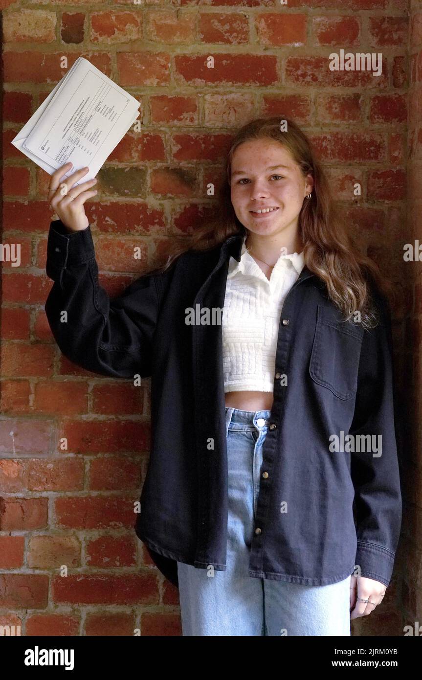Rose Owens with her GCSE results at Roedean School, in Brighton, Sussex ...