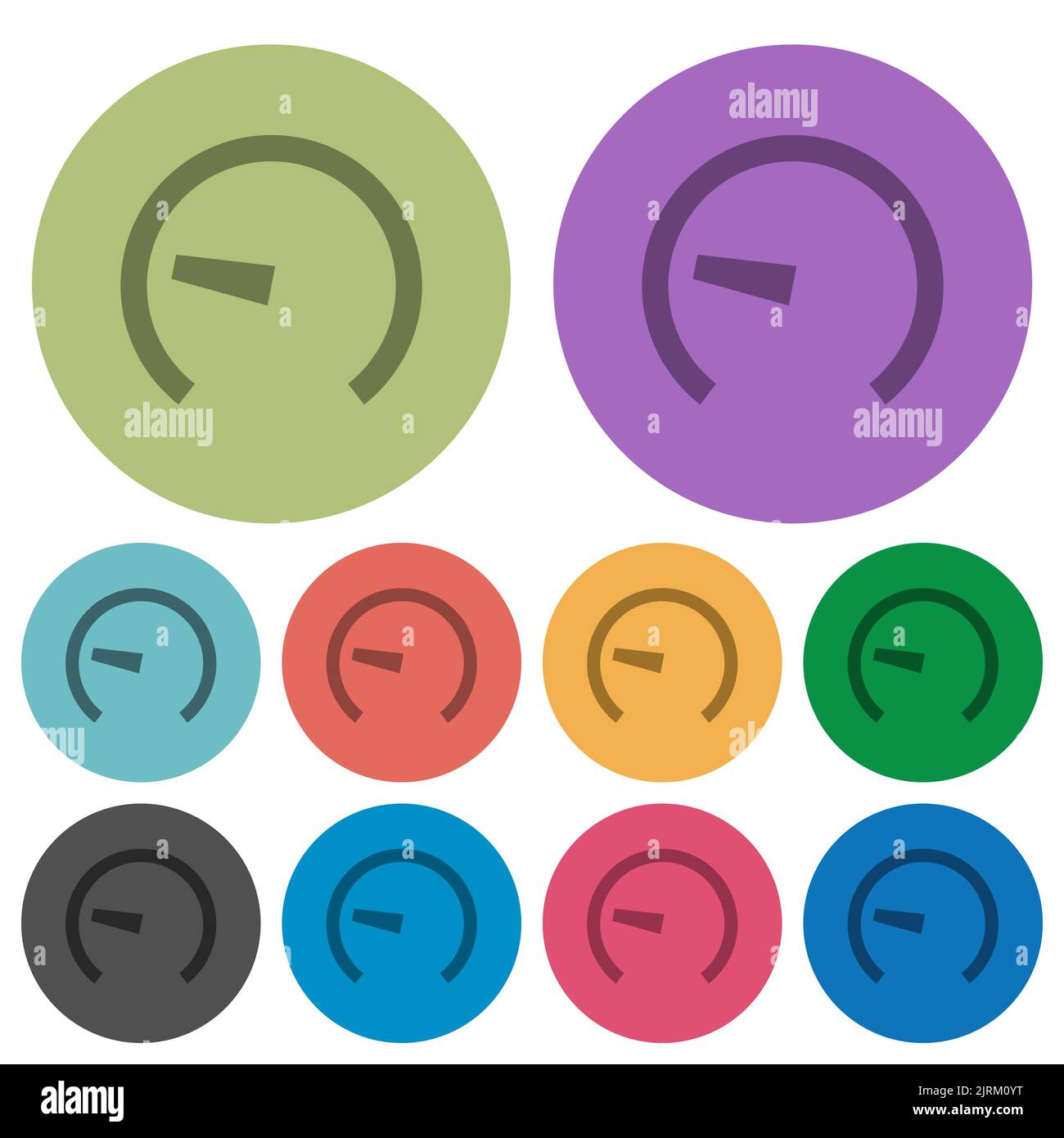Speedometer darker flat icons on color round background Stock Vector