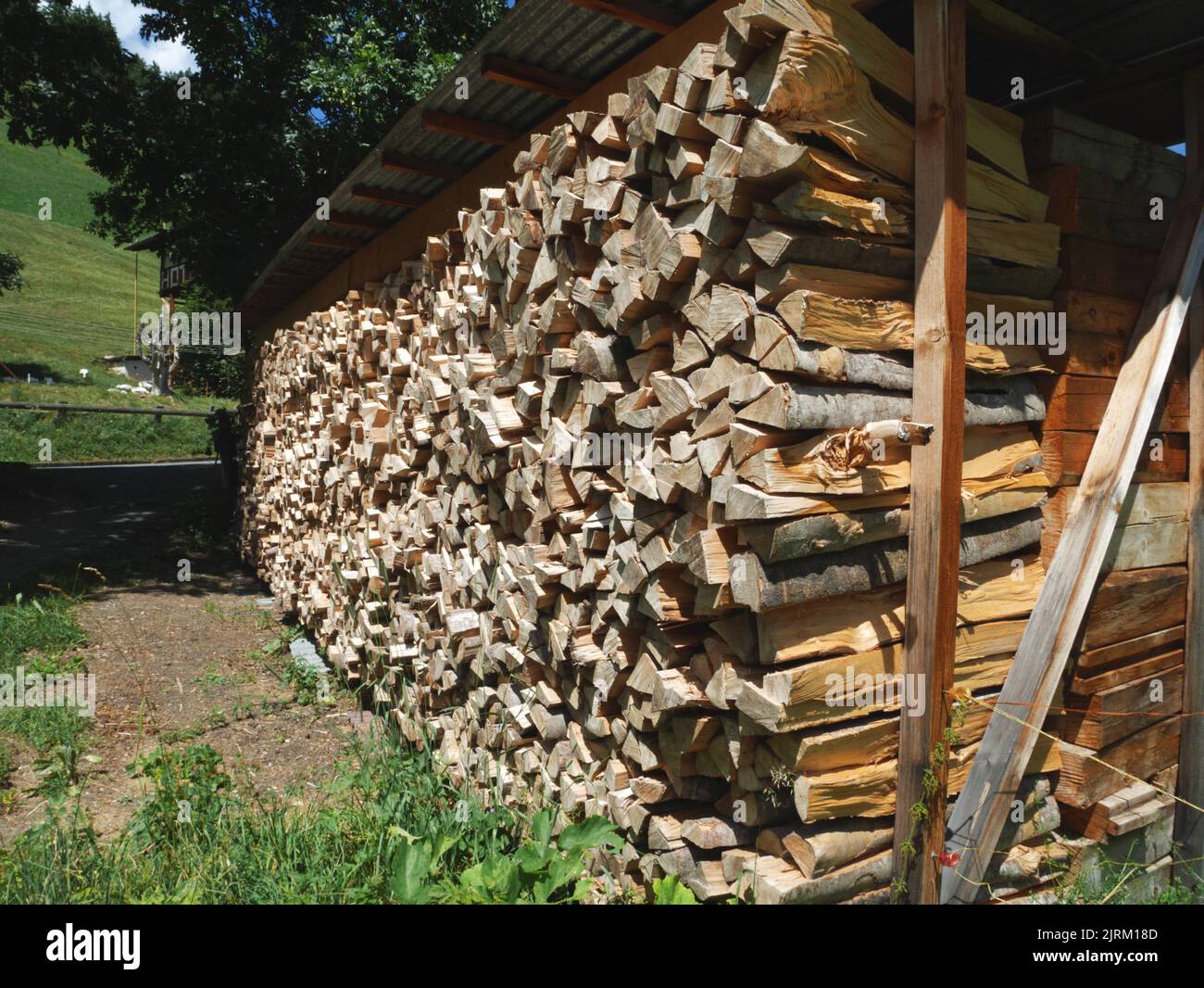 Log store, Gimmelwald, Murren, Bernese Oberland, Switzerland. Stock Photo