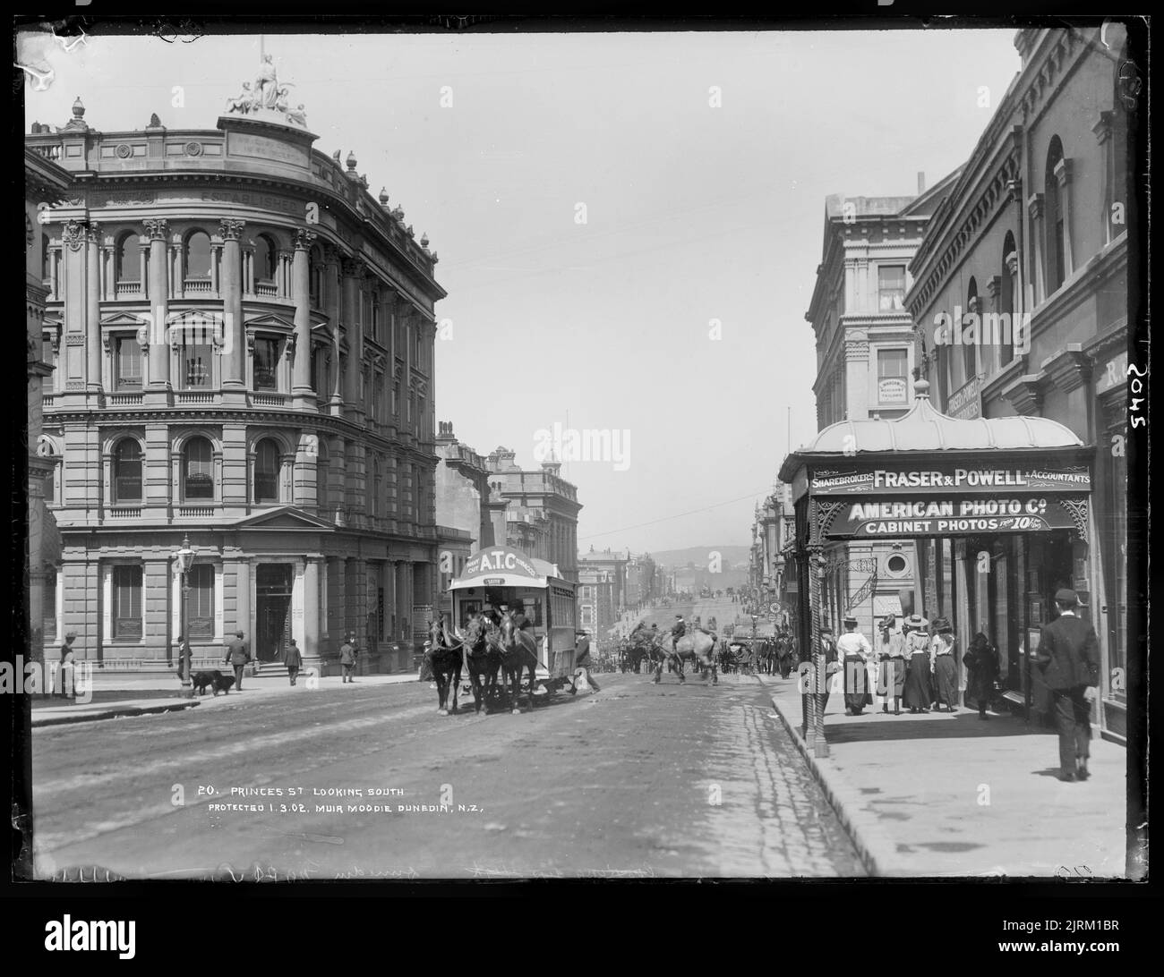 Princes Street, looking south, circa 1902, Dunedin, by Muir & Moodie. Stock Photo