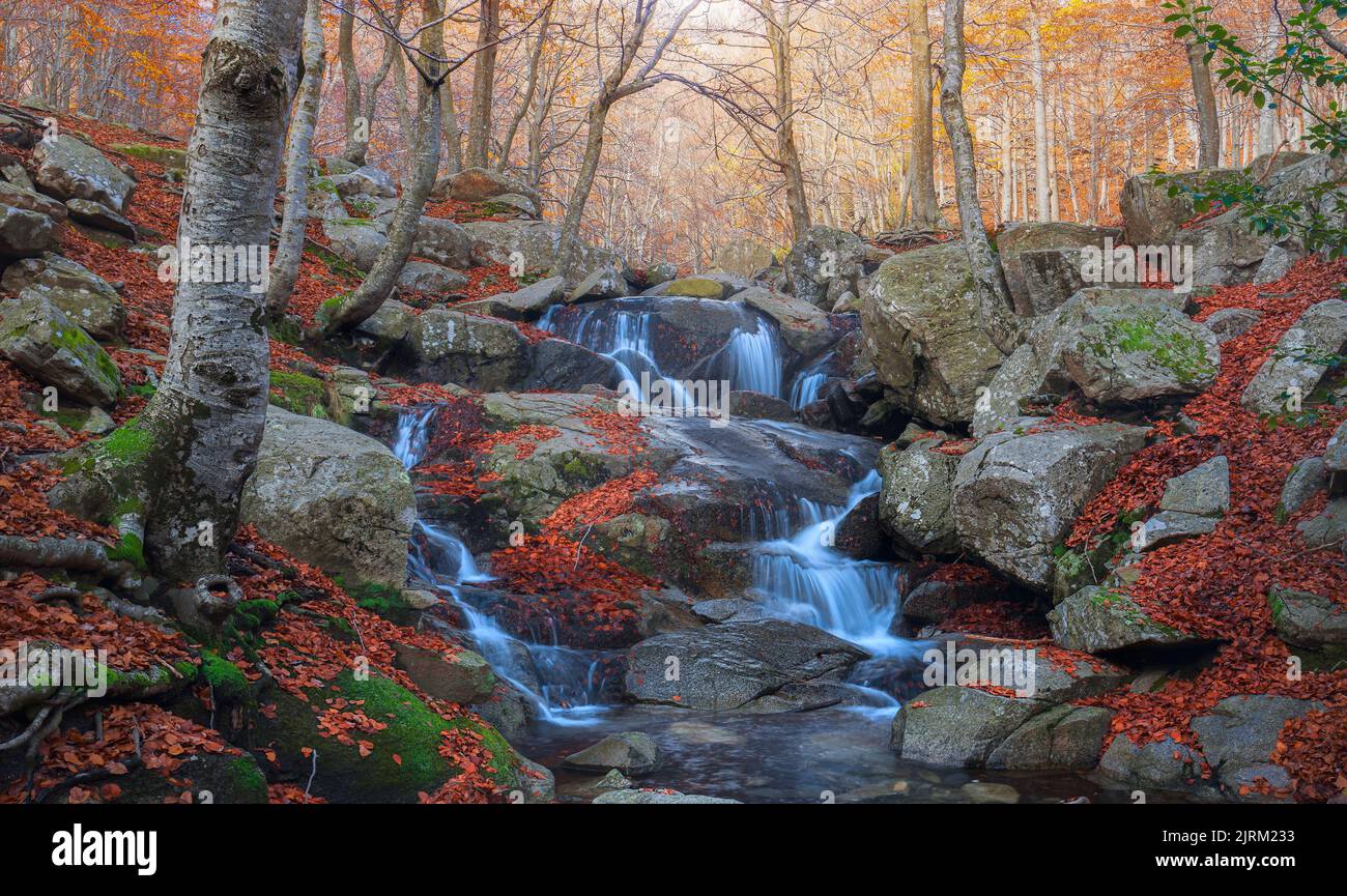 Beautifull Waterfall at the Montseny Natural Park, Catalonia Stock Photo