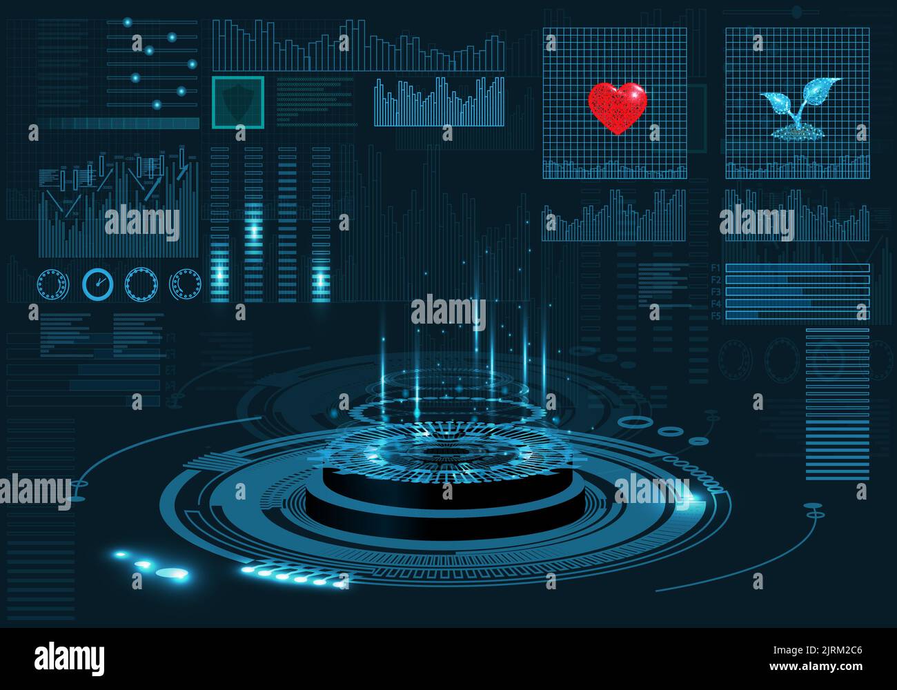 Hi tech modern tech stage or room with digital architecture circuit
