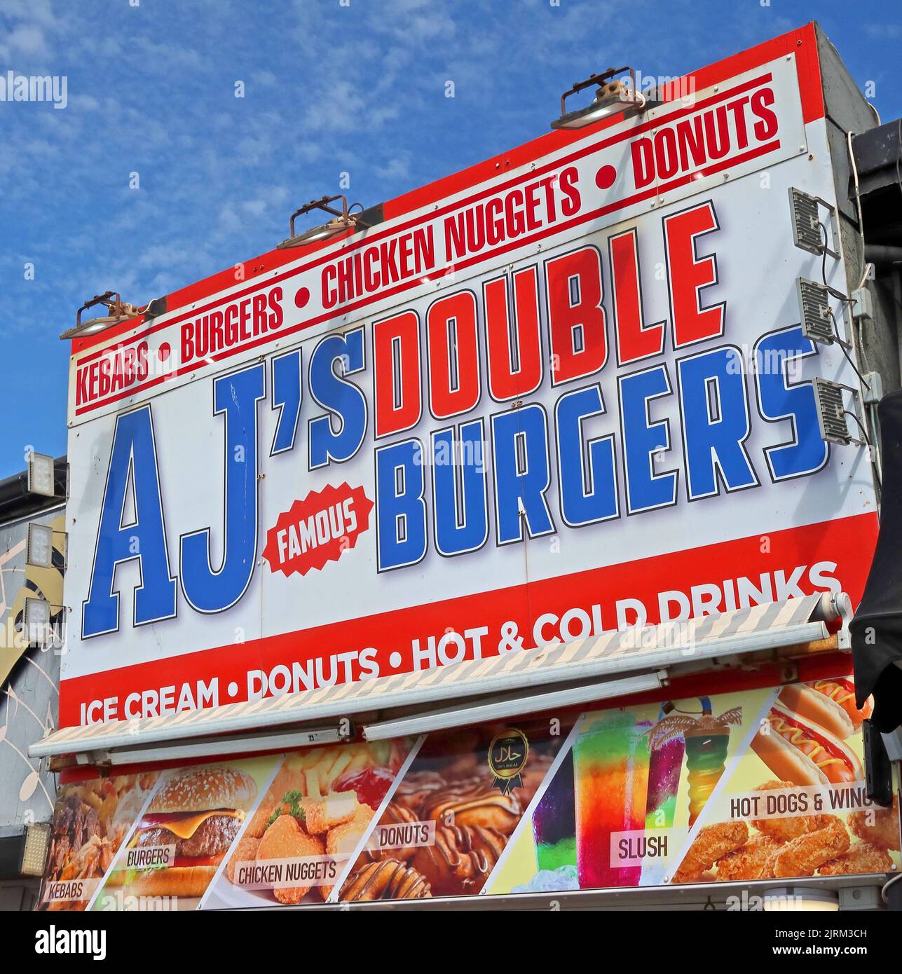 AJs Double burgers Chicken Nuggets Blackpool, Lancashire, England, UK, FY1 Stock Photo