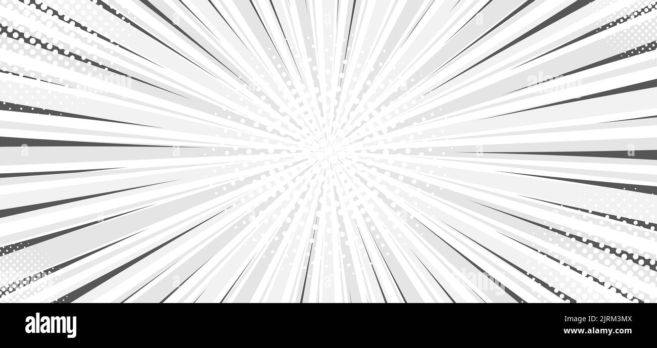 abstract black white sun rays, retro styled comics book background ...
