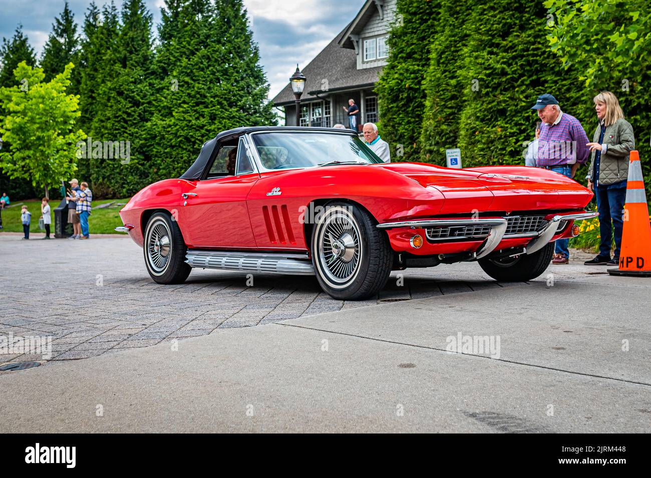 Highlands, NC June 10, 2022 Low perspective front corner view of a 1966 Chevrolet Corvette