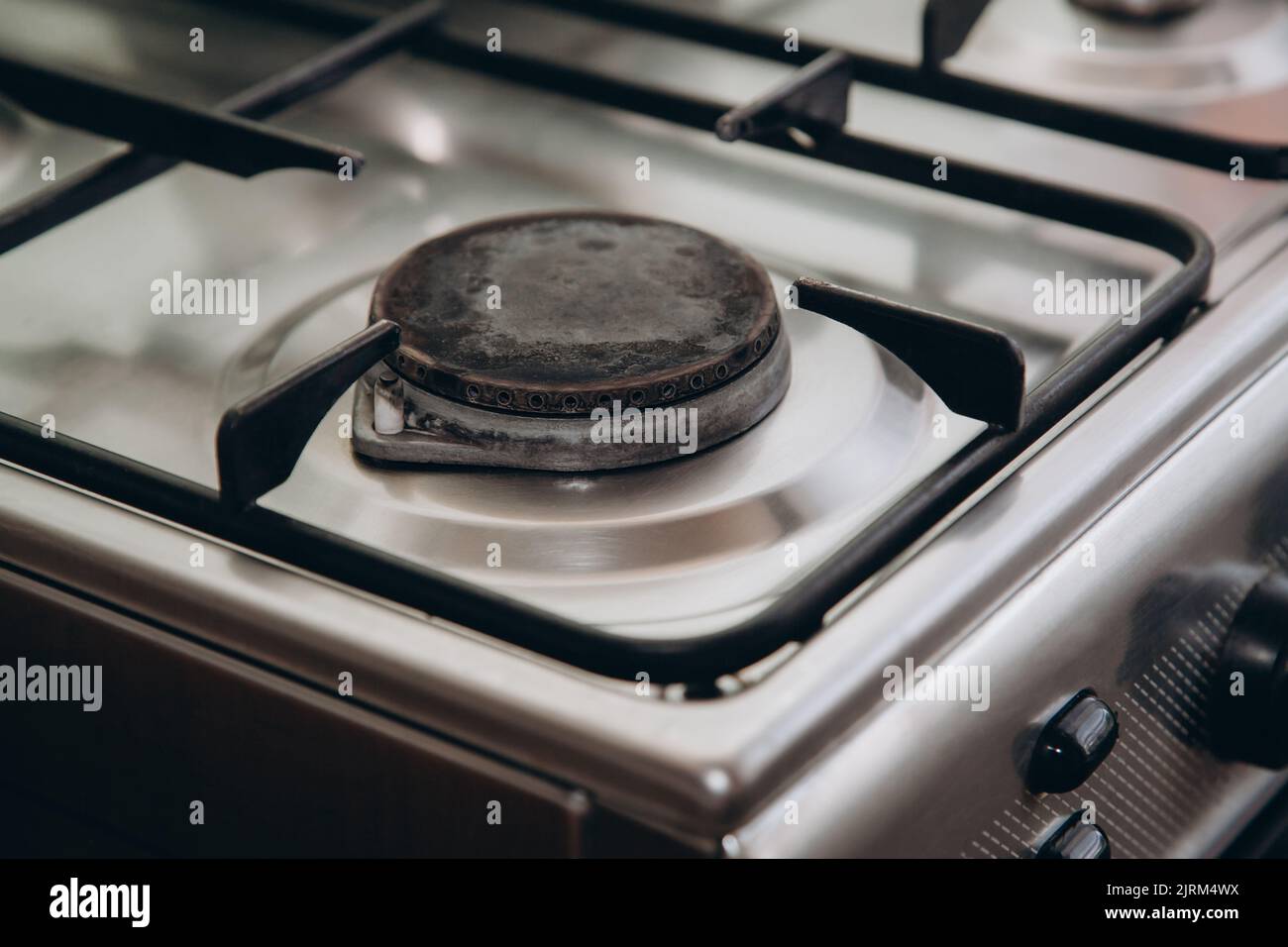 The gas burner is turned off in the kitchen in the apartment Stock