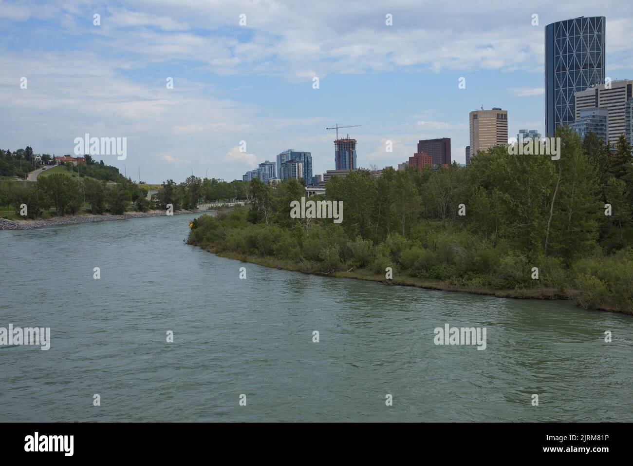 Bow River and skyline of Calgary,Alberta Province,Canada,North America ...