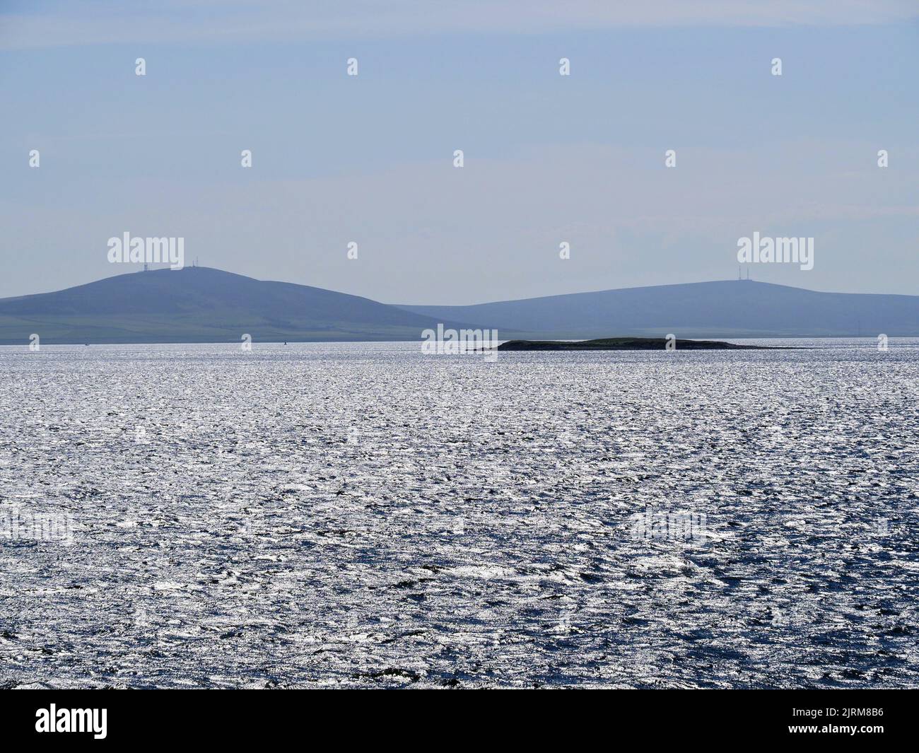 View of Mainland Orkney from ferry Stock Photo