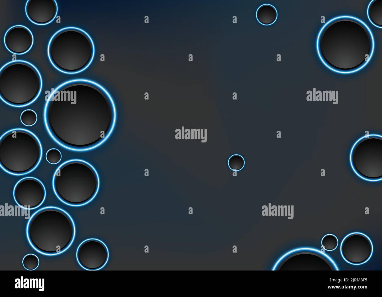 Black and blue neon circles abstract tech background. Vector corporate ...