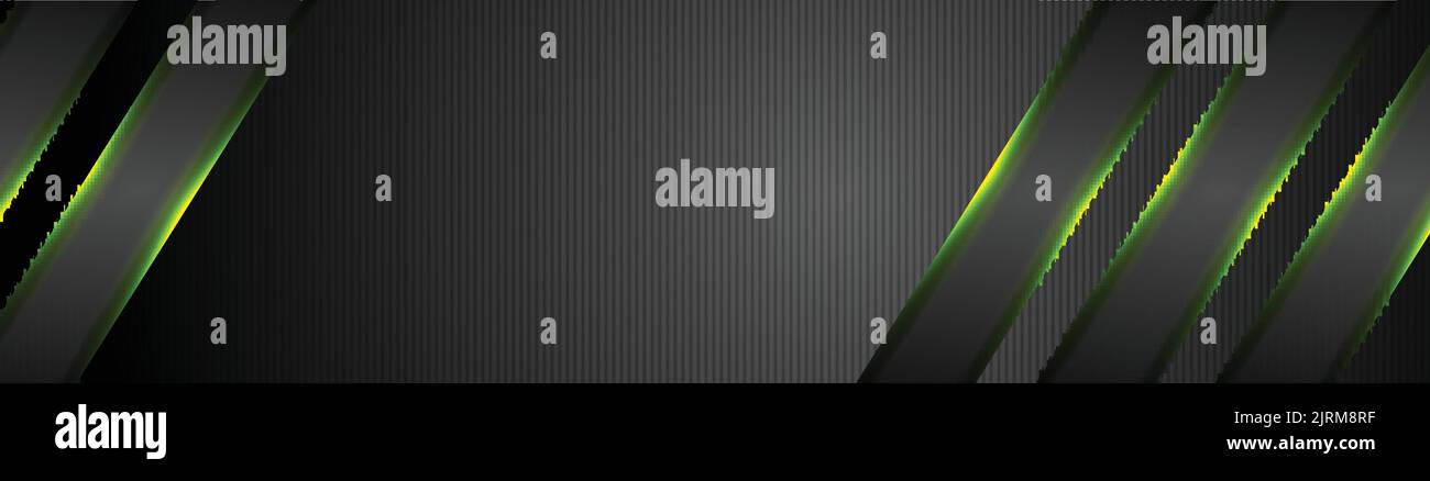 Green glowing stripes abstract tech banner design. Vector background ...