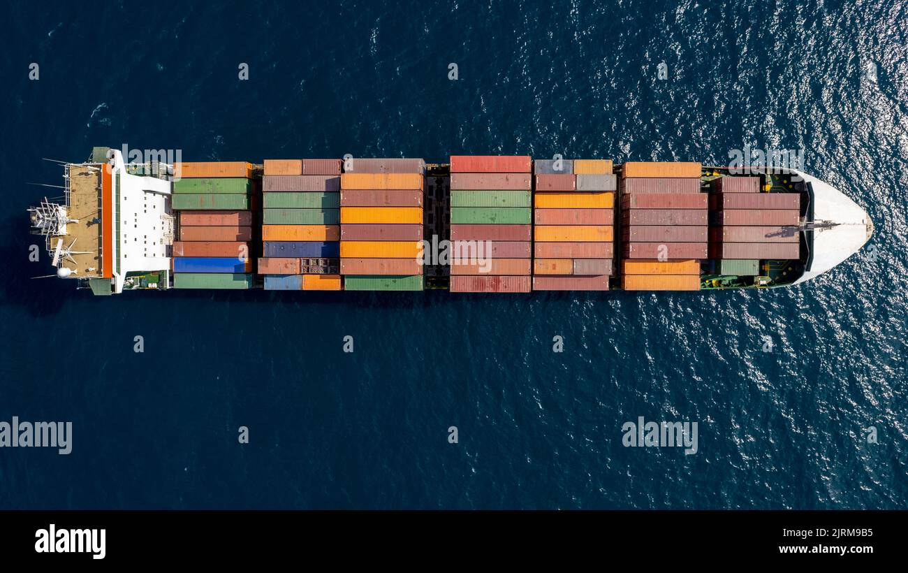 International Containers Cargo ship, oversea Freight Transportation,  Stock Photo