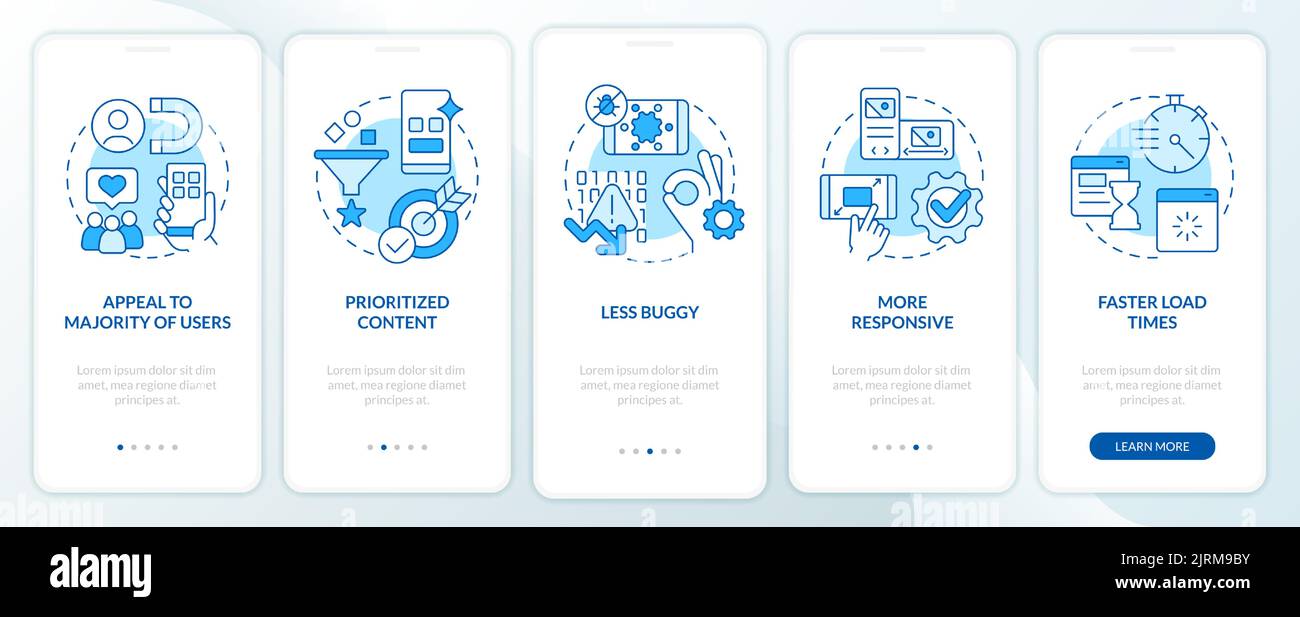 Advantages of mobile first design blue onboarding mobile app screen ...